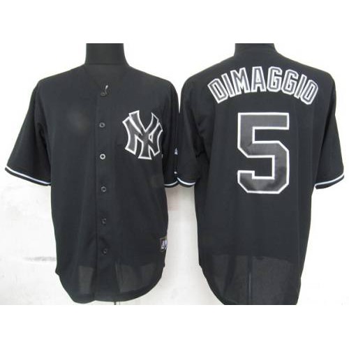 New York Yankees #5 Joe DiMaggio Black Fashion Stitched Jersey Men's
