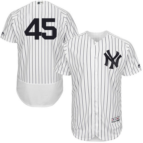 New York Yankees #45 Gerrit Cole White Strip Flexbase Authentic Collection Stitched Jersey Men's
