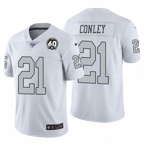 Las Vegas Raiders #21 Gareon Conley White 60th Anniversary Patch Men's Stitched 100 Limited Color Rush Jersey Men's