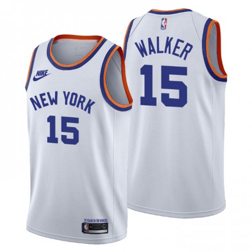 New York New York Knicks #15 Kemba Walker Womens Releases Classic Edition 75th Anniversary Jersey White Womens