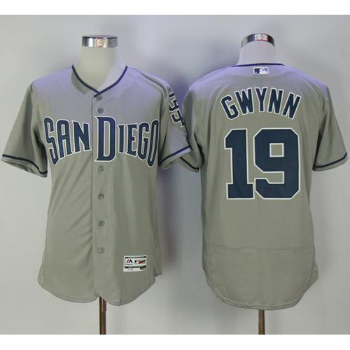 San Diego Padres #19 Tony Gwynn Grey Flexbase Authentic Collection Stitched Jersey Men's