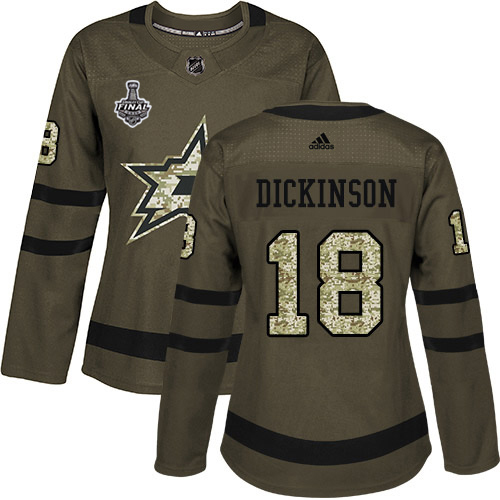 Adidas Dallas Stars #18 Jason Dickinson Green Salute to Service Women's 2020 Stanley Cup Final Stitched Jersey Womens