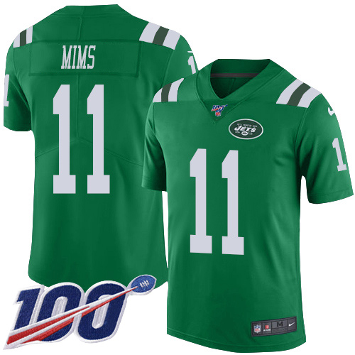 New York Jets #11 Denzel Mim Green Men's Stitched Limited Rush 100th Season Jersey Men's