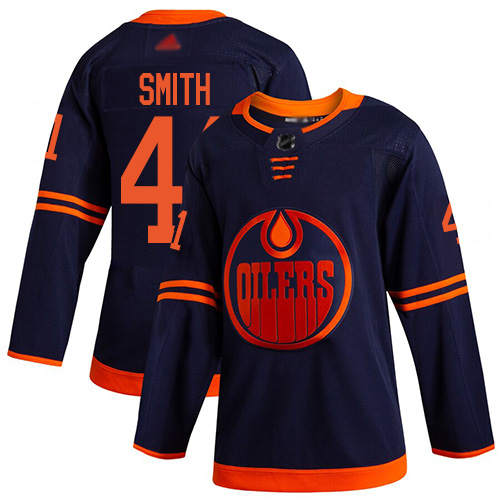 Adidas Edmonton Oilers #41 Mike Smith Navy Alternate Authentic Stitched Youth Jersey Youth