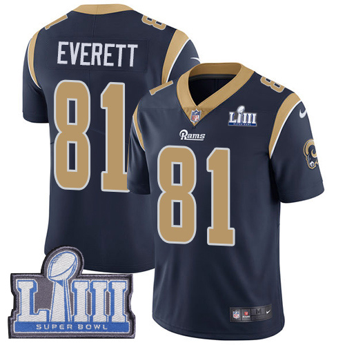 Los Angeles Rams #81 Gerald Everett Navy Blue Team Color Super Bowl LIII Bound Youth Stitched Vapor Untouchable Limited Jersey Youth