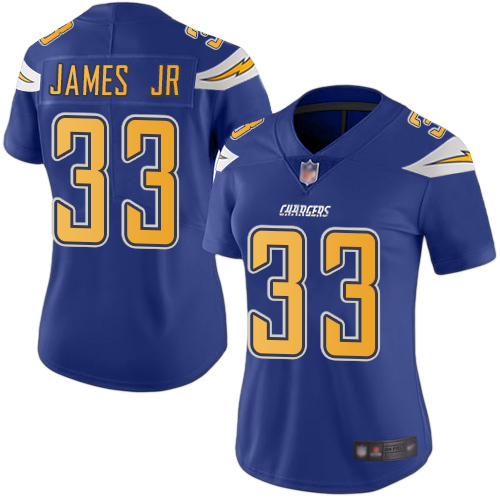 Chargers #33 Derwin James Jr Electric Blue Women's Stitched Limited Rush Jersey