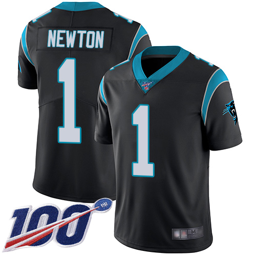 Carolina Panthers #1 Cam Newton Black Team Color Youth Stitched 100th Season Vapor Limited Jersey Youth