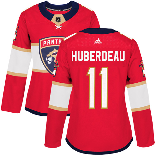 Adidas Florida Panthers #11 Jonathan Huberdeau Red Home Authentic Women's Stitched Jersey Womens