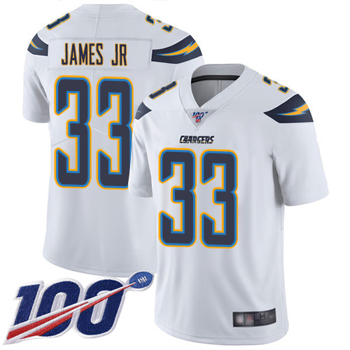 Chargers #33 Derwin James Jr White Men's Stitched 100th Season Vapor Limited Jersey