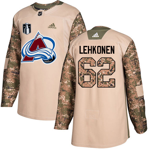 Adidas Colorado Avalanche #62 Artturi Lehkonen Camo Youth 2022 Stanley Cup Final Patch Authentic Veterans Day Stitched Jersey Youth