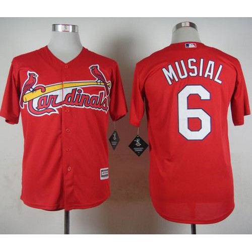 St.Louis Cardinals #6 Stan Musial Red Cool Base Stitched Jersey Men's