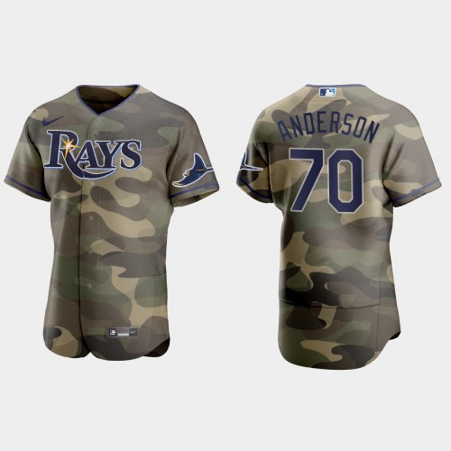 Tampa Bay Tampa Bay Rays #70 Nick Anderson Men's 2021 Armed Forces Day Authentic Jersey -Camo Men's