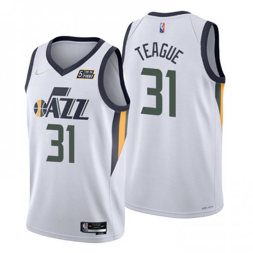 Utah Jazz #31 Macio Teague White Mens 2021-22 75th Anniversary Diamond Swingman Jersey - Association Edition Mens