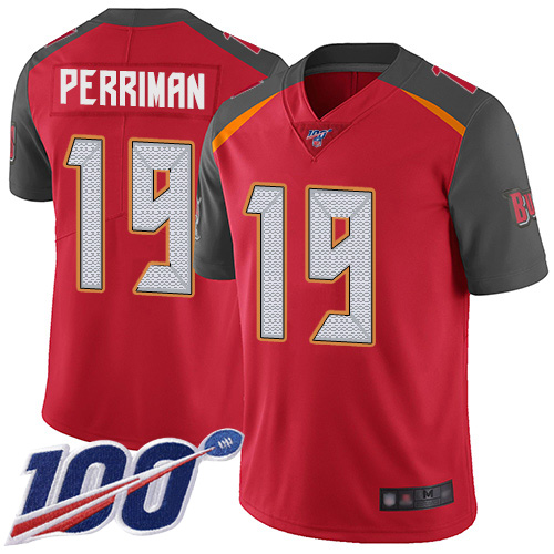Tampa Bay Buccaneers #19 Breshad Perriman Red Team Color Men's Stitched 100th Season Vapor Limited Jersey Men's