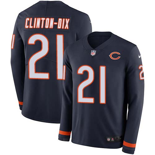 Men's Chicago Bears #21 Ha Ha Clinton-Dix Navy Blue Team Color Men's Stitched Limited Therma Long Sleeve Jersey Men's