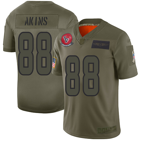 Houston Texans #88 Jordan Akins Camo Men's Stitched Limited 2019 Salute To Service Jersey Men's