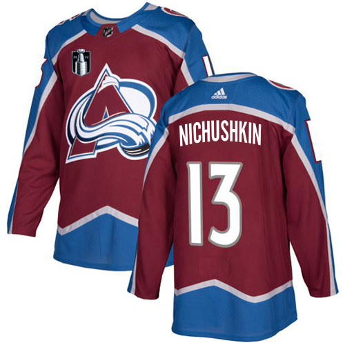 Adidas Colorado Avalanche #13 Valeri Nichushkin Burgundy 2022 Stanley Cup Final Patch Home Authentic Stitched Jersey Men's