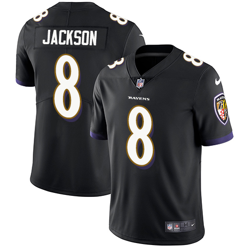 Ravens #8 Lamar Jackson Black Alternate Youth Stitched Vapor Untouchable Limited Jersey