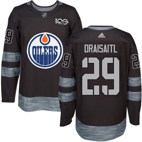 Adidas Edmonton Oilers #29 Leon Draisaitl Black 1917-2017 100th Anniversary Stitched Jersey Men's