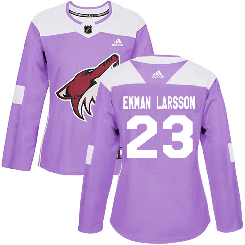 Adidas Arizona Coyotes #23 Oliver Ekman-Larsson Purple Authentic Fights Cancer Women's Stitched Jersey Womens