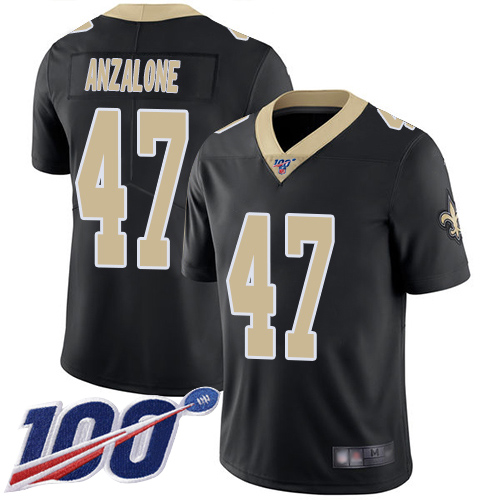 New Orleans Saints #47 Alex Anzalone Black Team Color Men's Stitched 100th Season Vapor Limited Jersey Men's