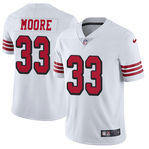 San Francisco 49ers #33 Tarvarius Moore White Rush Men's Stitched Vapor Untouchable Limited Jersey Men's