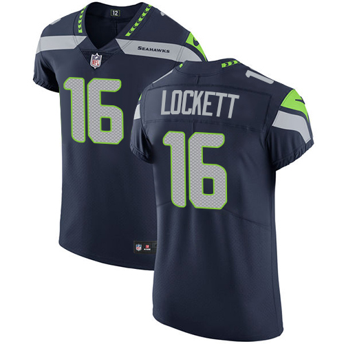 Seahawks #16 Tyler Lockett Steel Blue Team Color Men's Stitched Vapor Untouchable Elite Jersey