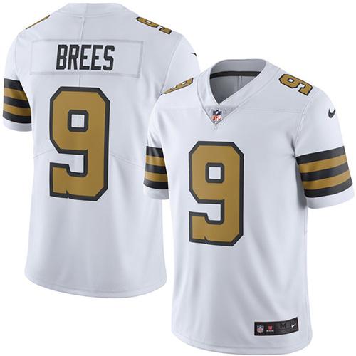 Saints #9 Drew Brees White Men's Stitched Limited Rush Jersey