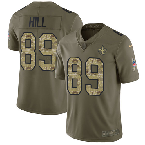 New Orleans Saints #89 Josh Hill Olive/Camo Youth Stitched Limited 2017 Salute to Service Jersey Youth