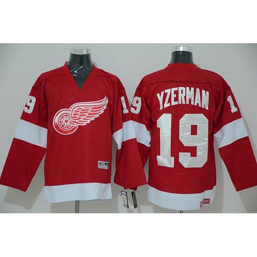 Detroit Red Wings #19 Steve Yzerman Red CCM Stitched Jersey Men's