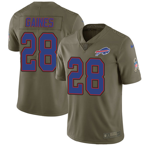 Buffalo Bills #28 E.J. Gaines Olive Youth Stitched Limited 2017 Salute To Service Jersey Youth
