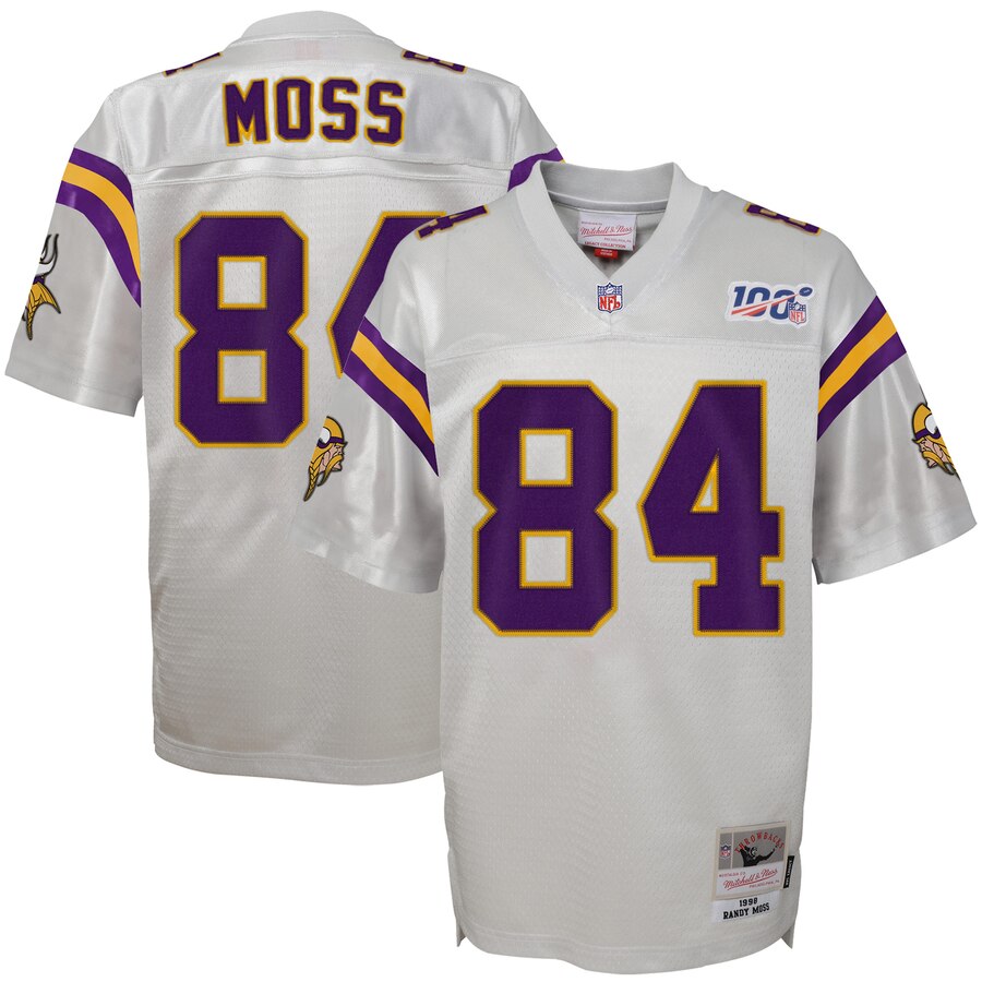 Youth Minnesota Vikings #84 Randy Moss Mitchell & Ness Platinum 100 Retired Player Legacy Jersey