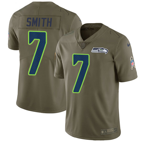 Seahawks #7 Geno Smith Olive Youth Stitched Limited 2017 Salute To Service Jersey