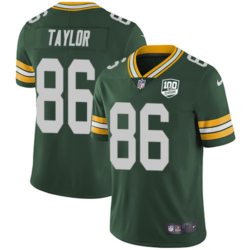 Green Bay Packers #86 Malik Taylor Green Team Color Youth 100th Season Stitched Vapor Untouchable Limited Jersey Youth
