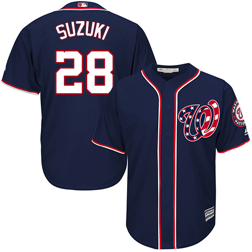Washington Nationals #28 Kurt Suzuki Navy Blue New Cool Base Stitched Youth Jersey Youth