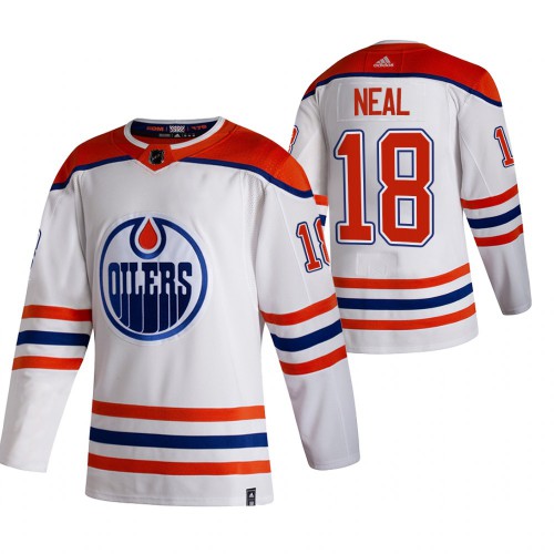 Edmonton Edmonton Oilers #18 James Neal White Men's Adidas 2020-21 Reverse Retro Alternate Jersey Men's