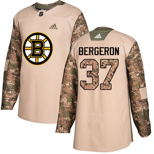 Adidas Boston Bruins #37 Patrice Bergeron Camo Authentic 2017 Veterans Day Youth Stitched Jersey Youth