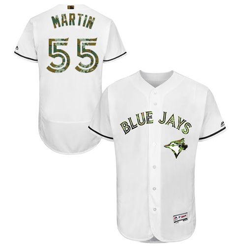 Toronto Blue Jays #55 Russell Martin White Flexbase Authentic Collection Memorial Day Stitched Jersey Men's