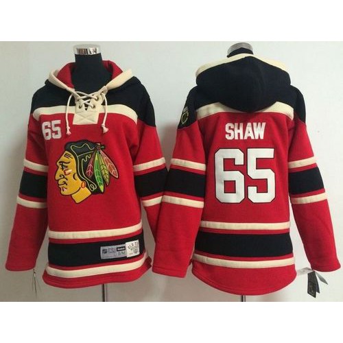 Chicago Blackhawks #65 Andrew Shaw Red Sawyer Hooded Sweatshirt Stitched Youth Jersey Youth
