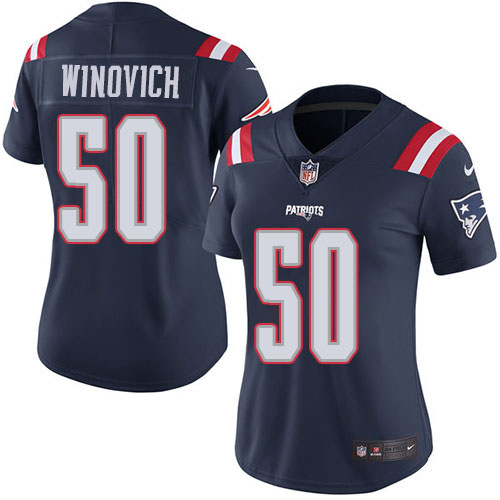 New England Patriots #50 Chase Winovich Navy Blue Women's Stitched Limited Rush Jersey Womens