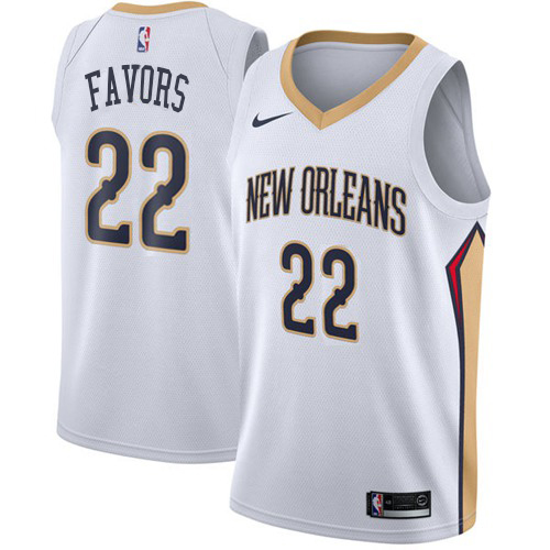 New Orleans Pelicans #22 Derrick Favors White Swingman Association Edition Jersey Mens