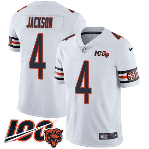 Bears #4 Eddie Jackson White Alternate Men's Stitched Vapor Untouchable Limited 100th Season Jersey