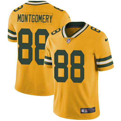 Green Bay Packers #88 Ty Montgomery Yellow Men's Stitched Limited Rush Jersey Men's