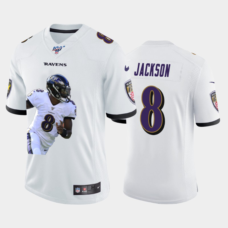 Baltimore Ravens #8 Lamar Jackson Team Hero 1 Vapor Limited 100 Jersey White