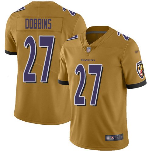 Baltimore Ravens #27 J.K. Dobbins Gold Men's Stitched Limited Inverted Legend Jersey Men's