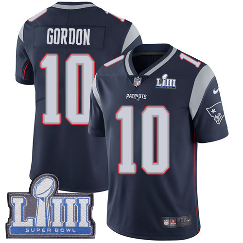New England Patriots #10 Josh Gordon Navy Blue Team Color Super Bowl LIII Bound Men's Stitched Vapor Untouchable Limited Jersey Men's