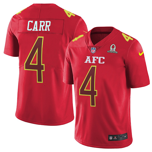 Raiders #4 Derek Carr Red Men's Stitched Limited AFC 2017 Pro Bowl Jersey