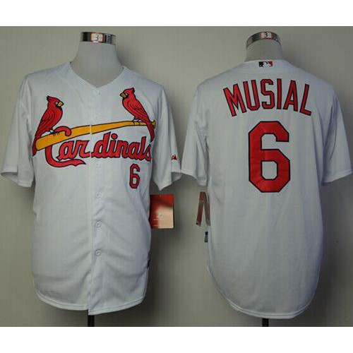 St.Louis Cardinals #6 Stan Musial White Cool Base Stitched Jersey Men's