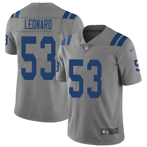 Indianapolis Colts #53 Darius Leonard Gray Men's Stitched Limited Inverted Legend Jersey Men's
