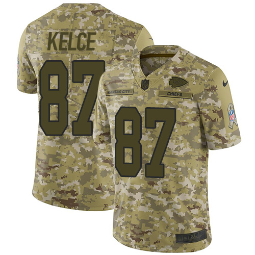 Chiefs #87 Travis Kelce Camo Men's Stitched Limited 2018 Salute To Service Jersey